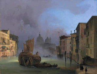 The Grand Canal in Venice from the Accademia Bridge with Santa Maria della Salute - Ippolito Caffi — artwork view