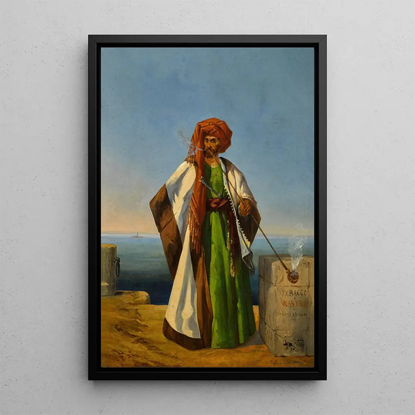 The Tobacconist - Ippolito Caffi — framed artwork on a wall