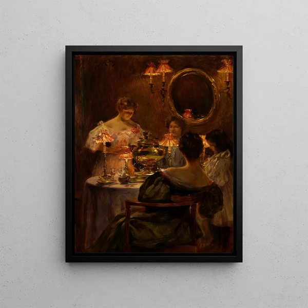 Russian Tea Painting - Irving Ramsay Wiles — framed artwork on a wall