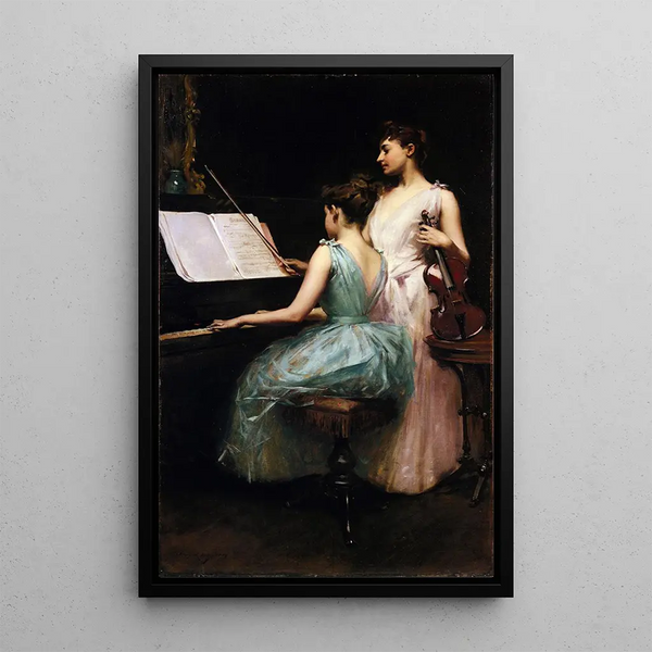 La Sonate - Irving Ramsay Wiles — framed artwork on a wall