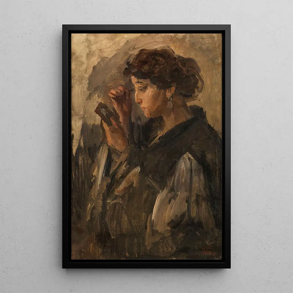 Lady with a Hand Mirror - Isaac Israëls — framed artwork on a wall