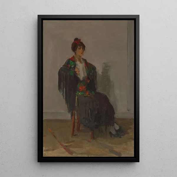 Dame sitting in Spanish dress - Isaac Israëls — framed artwork on a wall