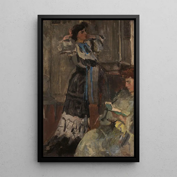 Two women inside - Isaac Israëls — framed artwork on a wall