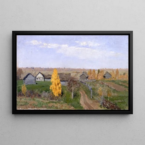 Autumn Gold Painting at Slobodka - Isaac Levitan — framed artwork on a wall