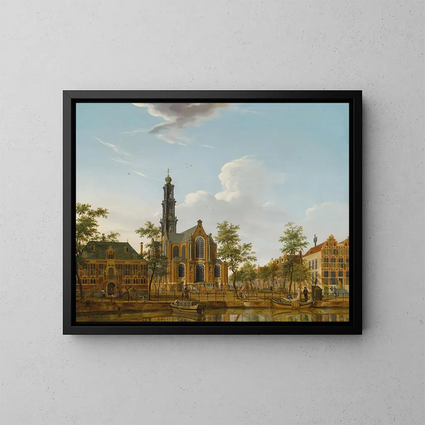 View of the Westerkerk painting from the Keizersgracht in Amsterdam - Isaac Ouwater — framed artwork on a wall