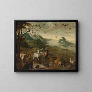 God creating the animals of the world - Isaac van Oosten — framed artwork on a wall