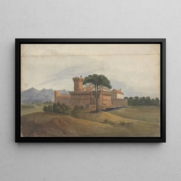 Château d'Ostie with mountains in the distance - Isaac Weld — framed artwork on a wall