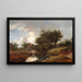 Path leading to farms by a wooded stream - Isaack van Ruisdael — framed artwork on a wall