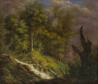 Forest landscape with waterfall - Isaak Fürstenberger — artwork view