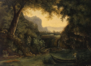 River landscape with nude sailor - Isaak Fürstenberger — artwork view
