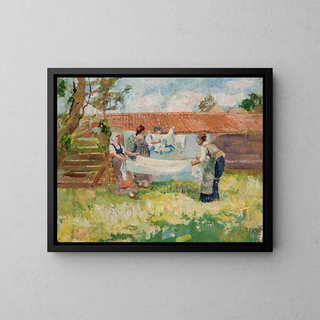 Les blanchisseuses - Isaak Izrailevich Brodsky — framed artwork on a wall