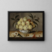 Still life with peaches in a Chinese porcelain bowl - Isaak Soreau — framed artwork on a wall
