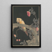 Parrot on a flowering rose bush branch - Itō Jakuchū — framed artwork on a wall