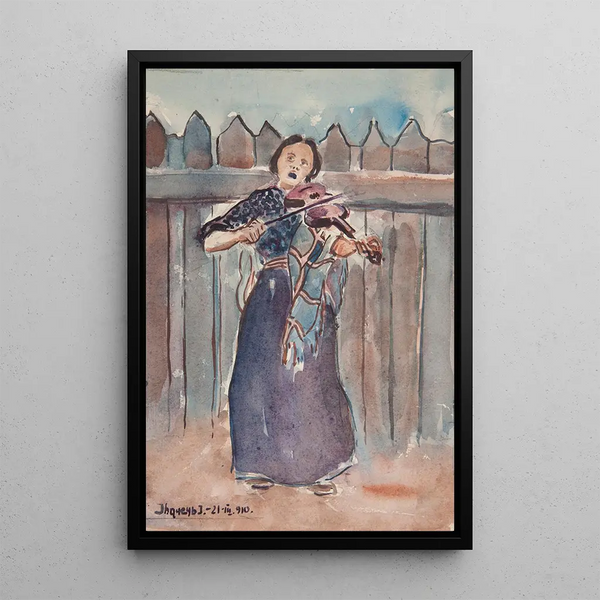 a woman playing the violin - Ivan Ivanec — framed artwork on a wall