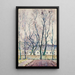 Landscape painting with trees and architectural ensemble behind a wall - Ivan Ivanec — framed artwork on a wall