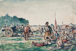 Ivan Ivanec - Scena historyczna odpoczynek taboru kozackiego.webp