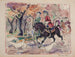 Scene of genre: couple in 18th-century costumes on horseback in the woods - Ivan Ivanec — artwork view
