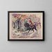 Scene of genre: couple in 18th-century costumes on horseback in the woods - Ivan Ivanec — framed artwork on a wall