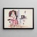 Young girl in a white embroidered blouse and necklaces, sitting in the kitchen near the stove - Ivan Ivanec — framed artwork on a wall