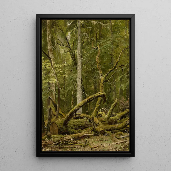 Chêne abattu - Ivan Ivanovich Shishkin — framed artwork on a wall