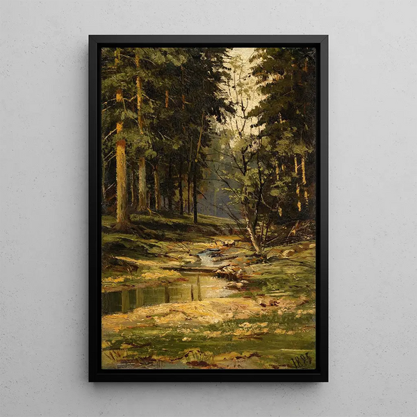 Stream Forest - Ivan Ivanovich Shishkin — framed artwork on a wall