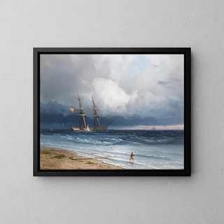 Boat by the seaside - Ivan Konstantinovich Aivazovsky — framed artwork on a wall