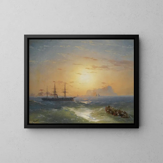 Embarkation to Ischia - Ivan Konstantinovich Aivazovsky — framed artwork on a wall