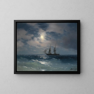 The Brick Mercury Under Moonlight - Ivan Konstantinovich Aivazovsky — framed artwork on a wall