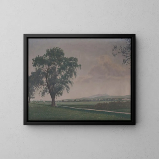 Landscape painting near the village of Prbovce - Ivan Rabuzin — framed artwork on a wall