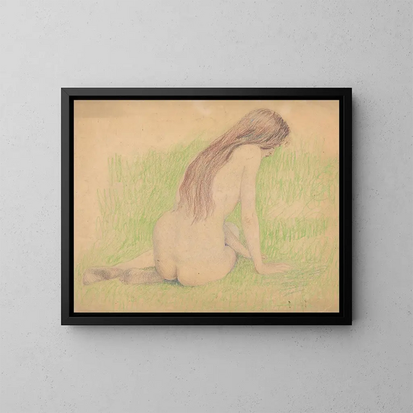 Nude in a meadow - Ivan Rabuzin — framed artwork on a wall