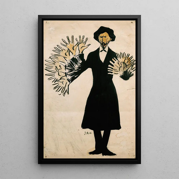 Caricature by artist Ole Kruse - Ivar Arosenius — framed artwork on a wall