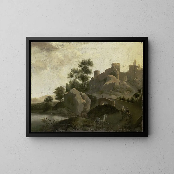 Italian landscape painting - Johann Georg Schieblius — framed artwork on a wall