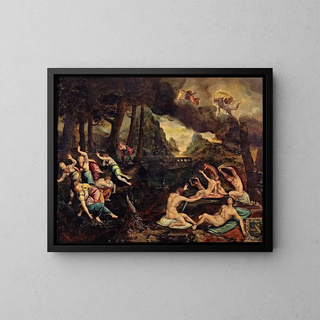 Apollon and Artemis killing Niobe's children - J Charbonnier — framed artwork on a wall