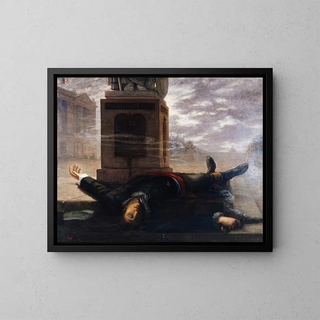 The death of Victor Bach on 18 Brumaire at the foot of the Statue of Liberty, Place de la Concorde - J. Le Cur — framed artwork on a wall
