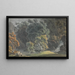 River scene painting with waterfall and tall trees - J. S. Barth — framed artwork on a wall