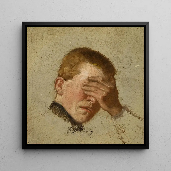 Boy covering his eyes - Jacek Malczewski — framed artwork on a wall