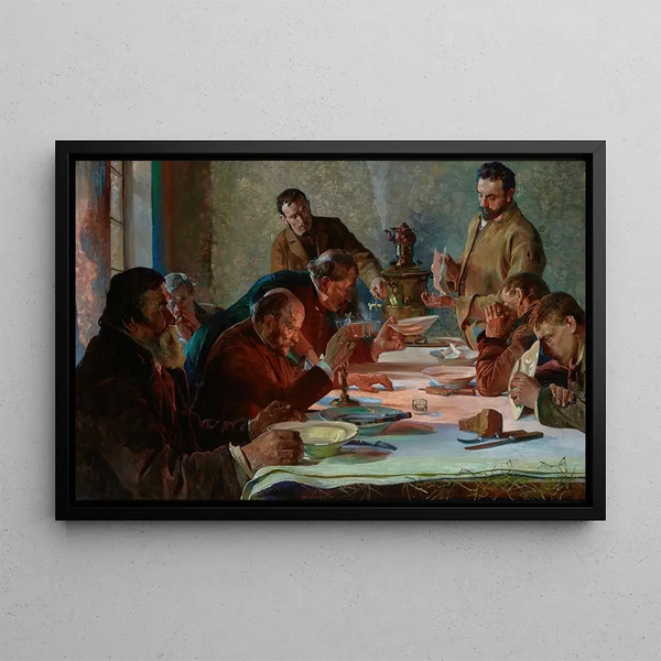 Christmas Vigil in Siberia - Jacek Malczewski — framed artwork on a wall