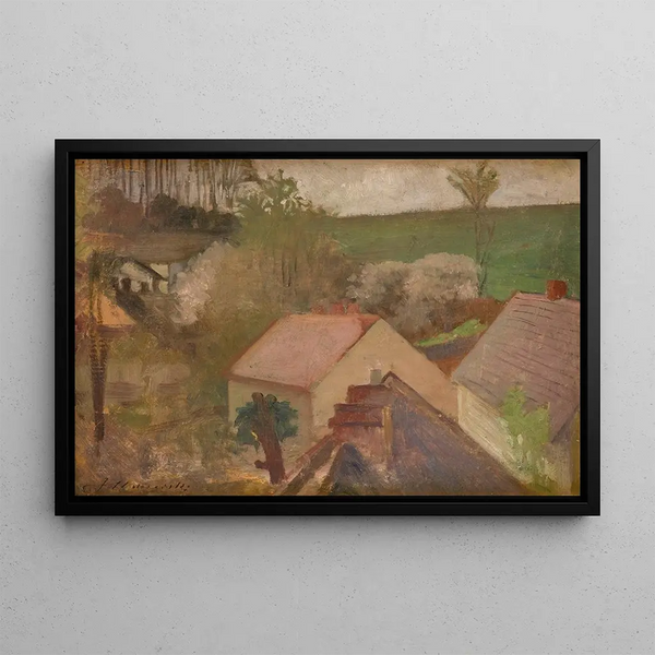 Landscape painting of a countryside with houses - Jacek Malczewski — framed artwork on a wall