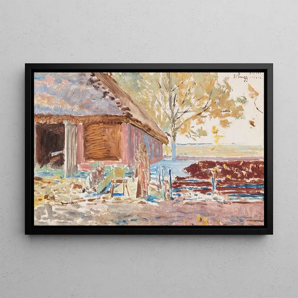 Fin du siècle 31 décembre 1899 paysage avec un cercueil - Jacek Malczewski — framed artwork on a wall