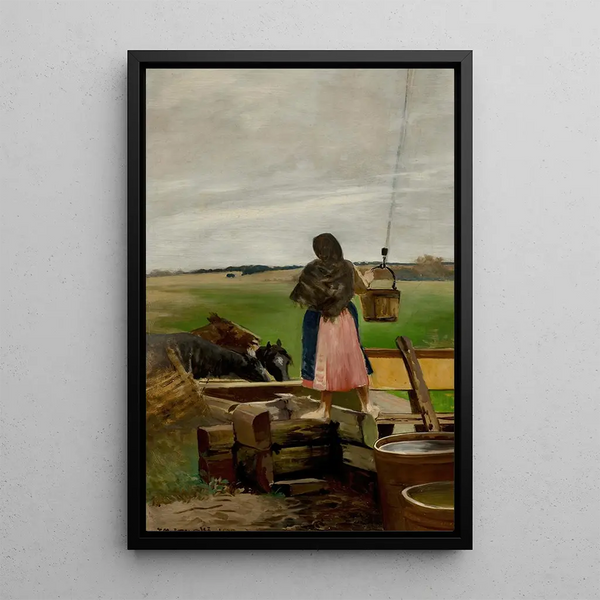 Girl at a Well - Jacek Malczewski — framed artwork on a wall