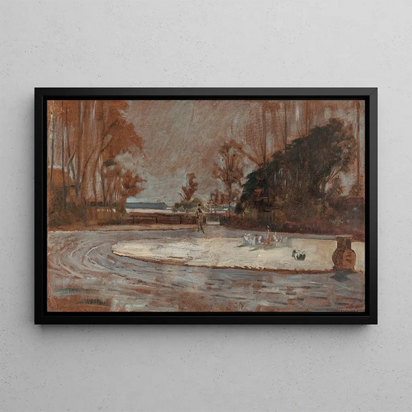 a painting Before a house in Wielgie - Jacek Malczewski — framed artwork on a wall