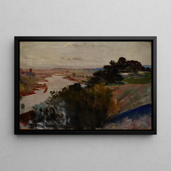 Landscape Painting of the Vistula - Jacek Malczewski — framed artwork on a wall