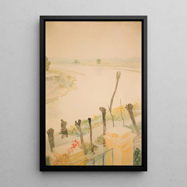 Landscape Painting of the Vistula - Jacek Malczewski — framed artwork on a wall