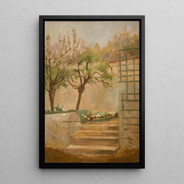 Landscape Painting with Small Stairs - Jacek Malczewski — framed artwork on a wall