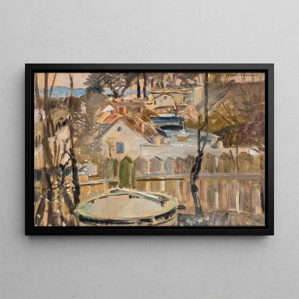 Landscape with a Well - Jacek Malczewski — framed artwork on a wall