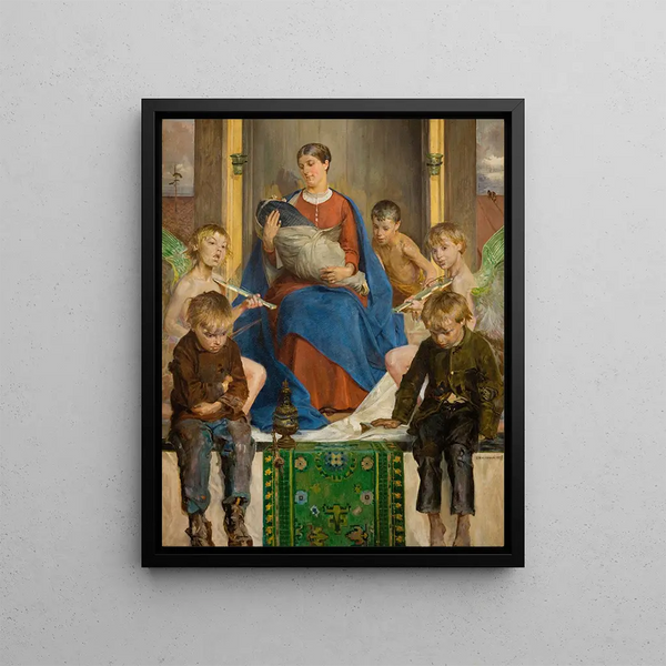 La Madone et les enfants - Jacek Malczewski — framed artwork on a wall