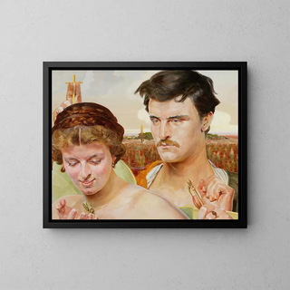Music, right wing of the triptych - Jacek Malczewski — framed artwork on a wall
