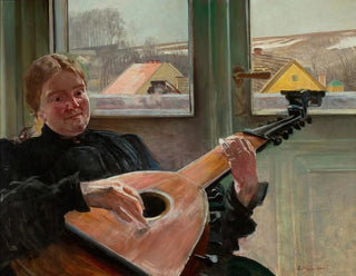 Portrait of the artist Helena's sister with a lute - Jacek Malczewski — artwork view