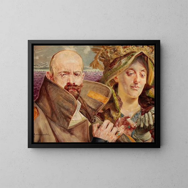 Self-portrait with my wife - Jacek Malczewski — framed artwork on a wall