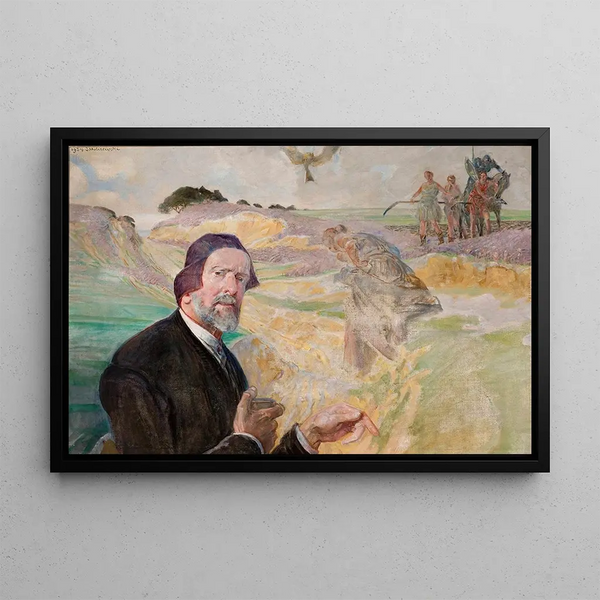 Self-portrait with a Polish Road - Jacek Malczewski — framed artwork on a wall